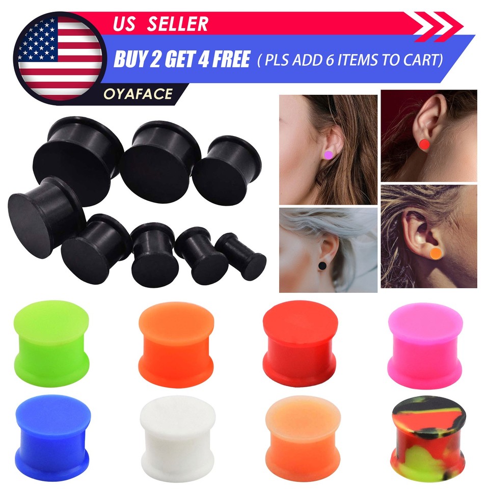 2PCS Glow in the Dark Soft Silicone Double Flared Saddle Ear Tunnel Plug 2g-3/4"