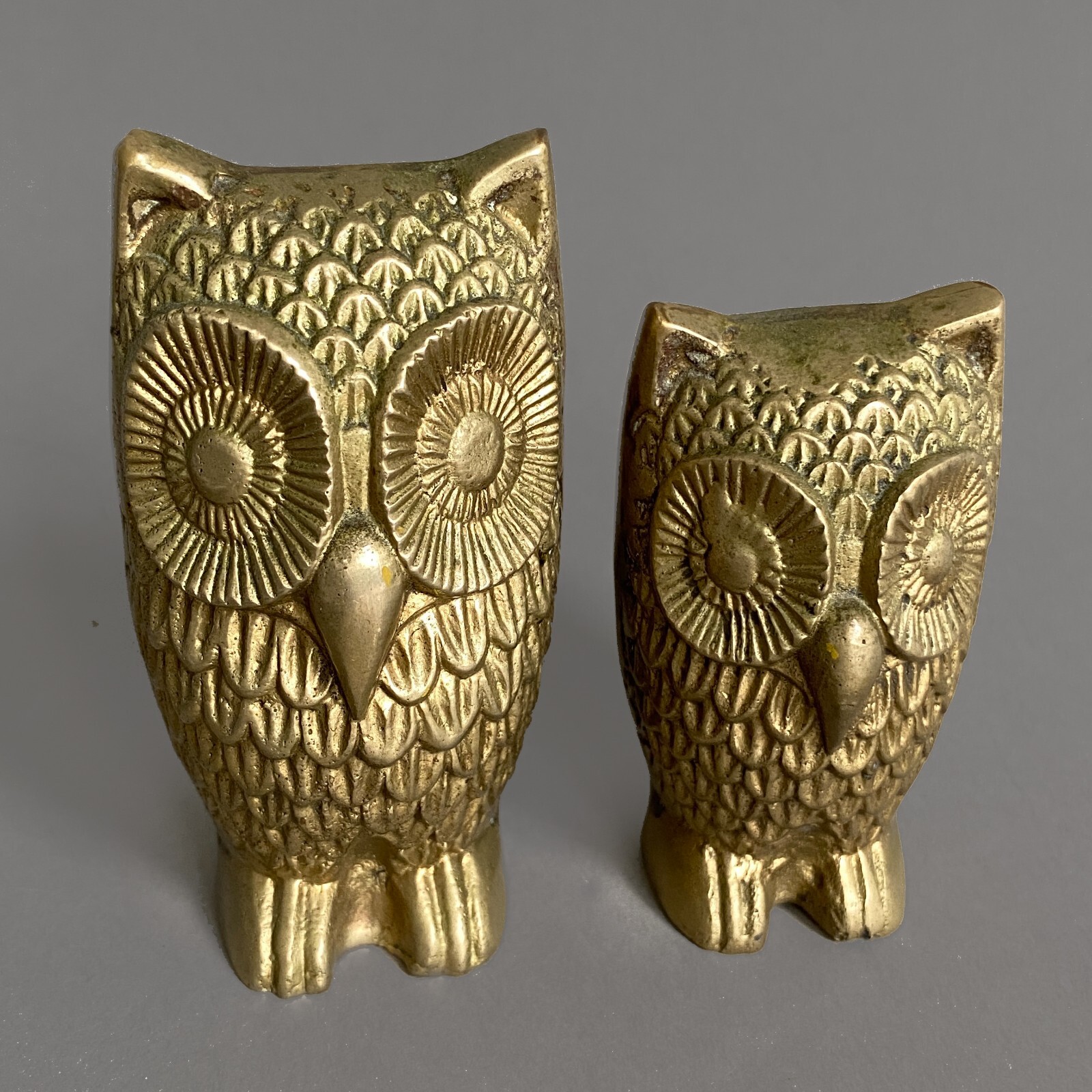 Vintage Brass Owl Sculptures Statues Bird Statue Paperweight Retro MCM