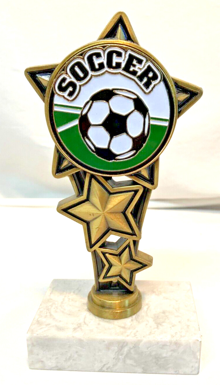 Soccer Ball Trophy Marble Base and Metal 6" Tall