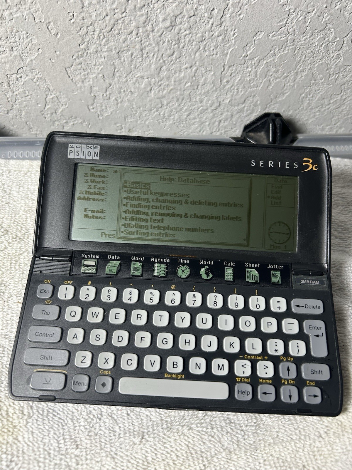 Vintage Psion Series 3c Palmtop Handheld Computer SSD 16 Bit CPU 512k RAM Tested