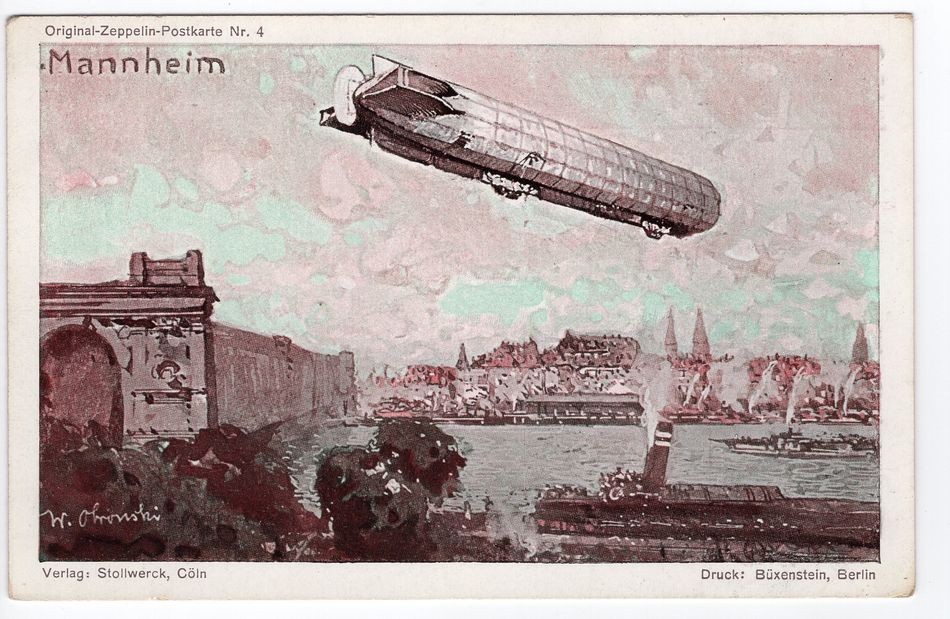 Zeppelin/Airmail Ak Stollwerck No 4 Zeppelin Over Mannheim Unused (FA0666
