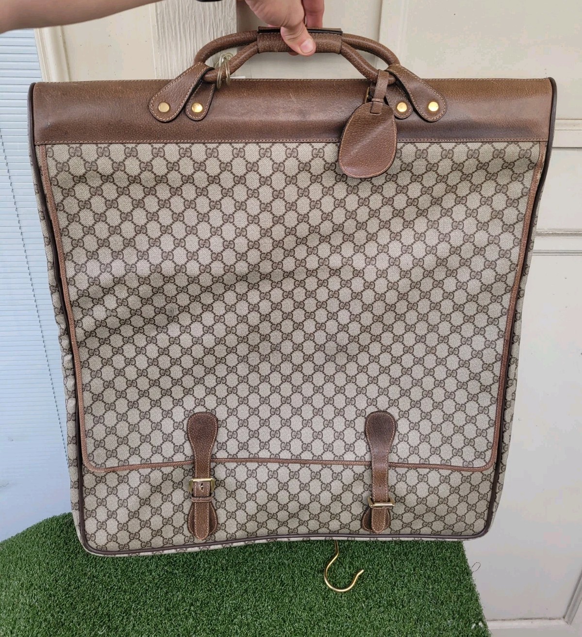 Vintage GUCCI Authentic Large Brown CANVAS GG Garment Bag 50"×23"