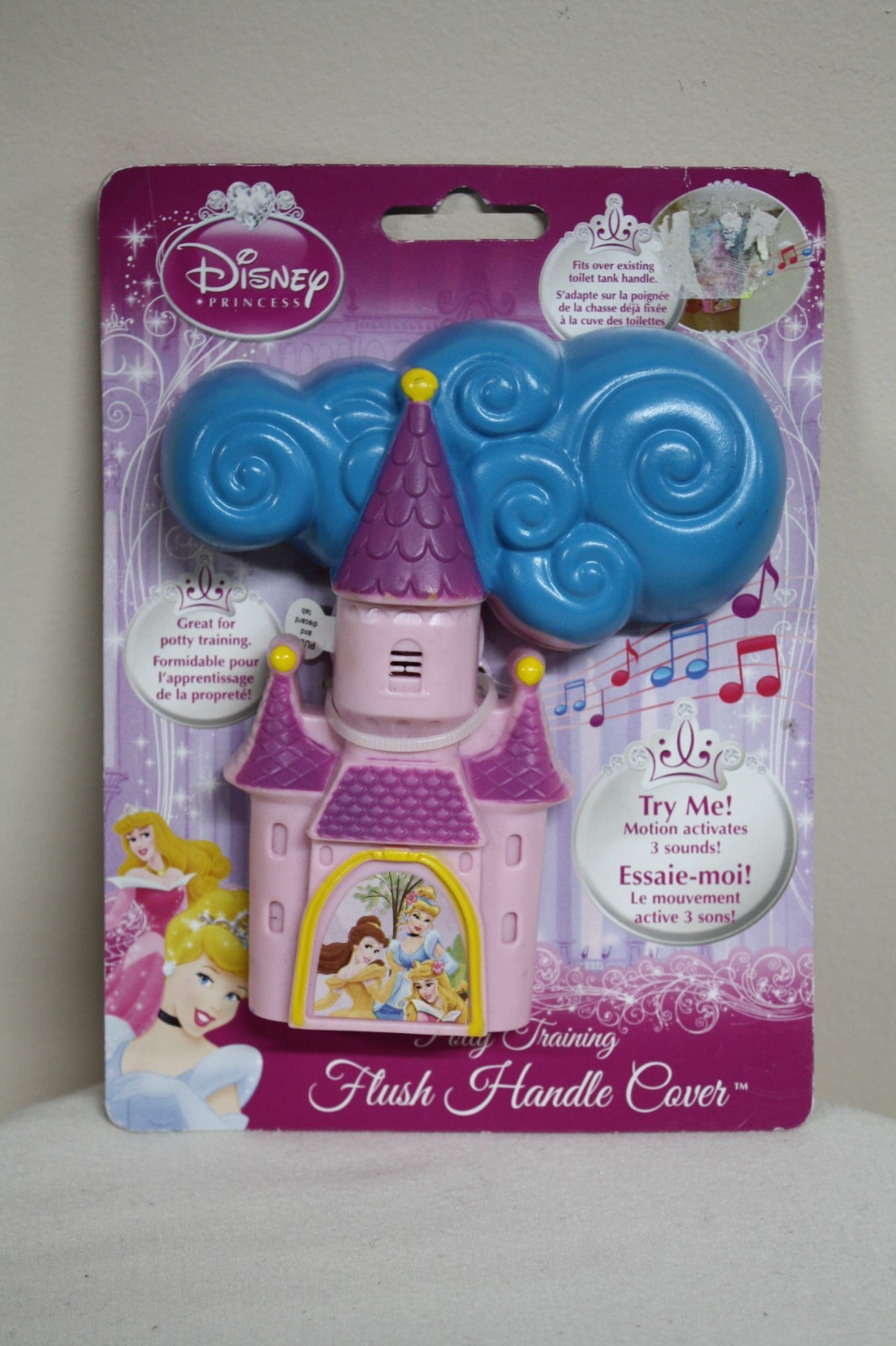 NEW - Disney Princess Potty Training Flush Handle Cover with Sound Pink Castle