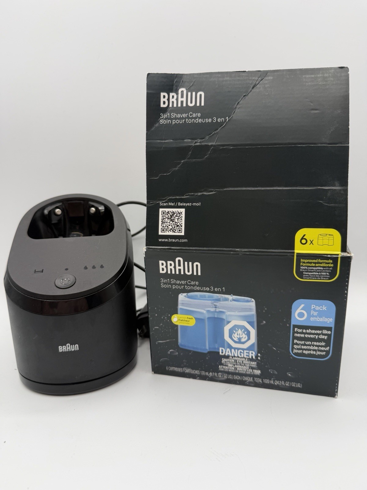 Braun Shaver Cleaner Charger Smartcare Center Dock Black w/ Cartridges & Cable