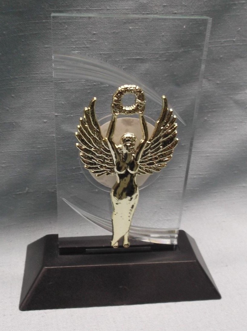 VICTORY trophy gold relief award clear jade edge beauty pageant 