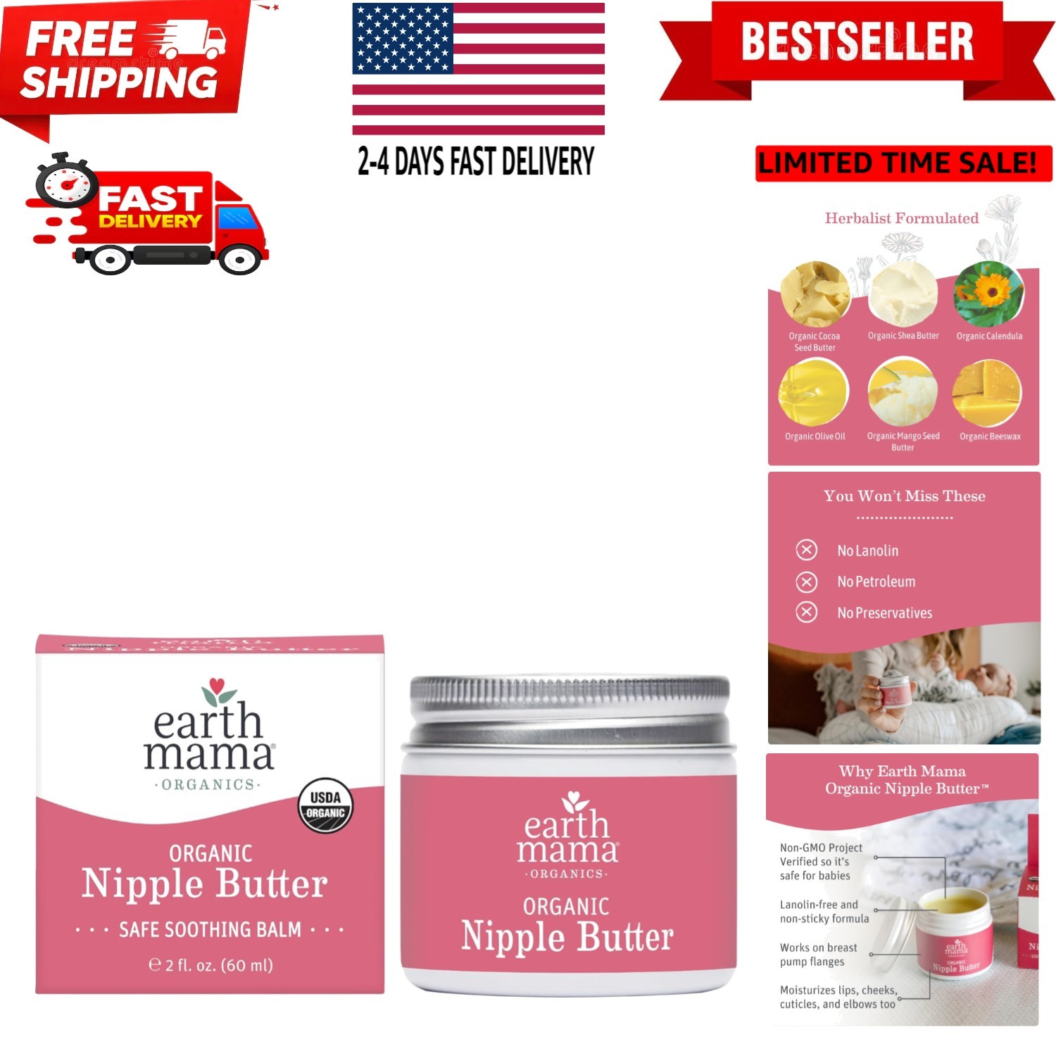 Nipple Butter | Nipple Cream Safe for Breastfeeding | Postpartum Essentials f...