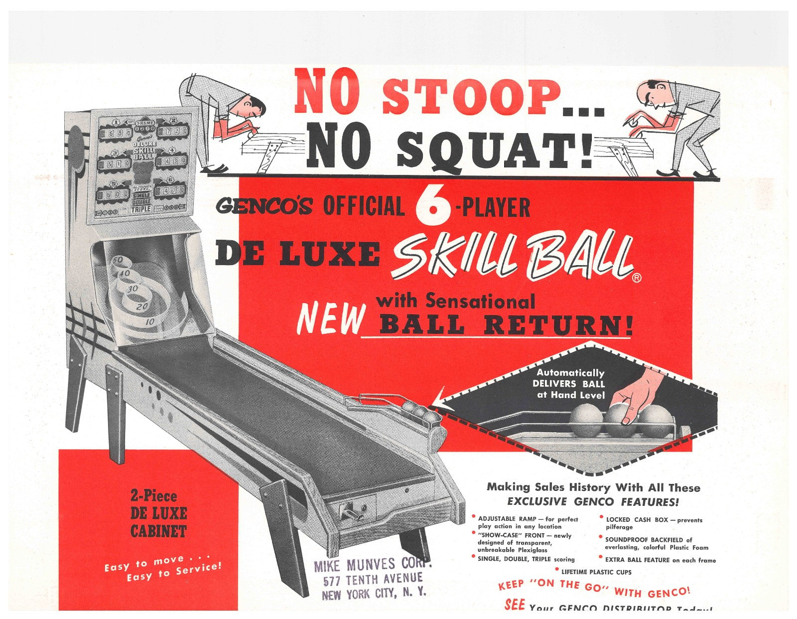 Skill Ball Skee Genco Vending Arcade Gaming FLYER / Brochure / Ad