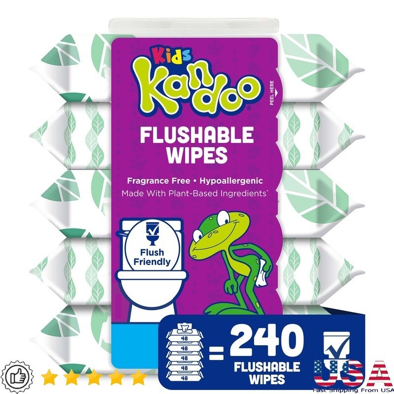 Sensitive Flushable Cleansing Wipes Kids Potty Training Hypoallergenic 240 Count