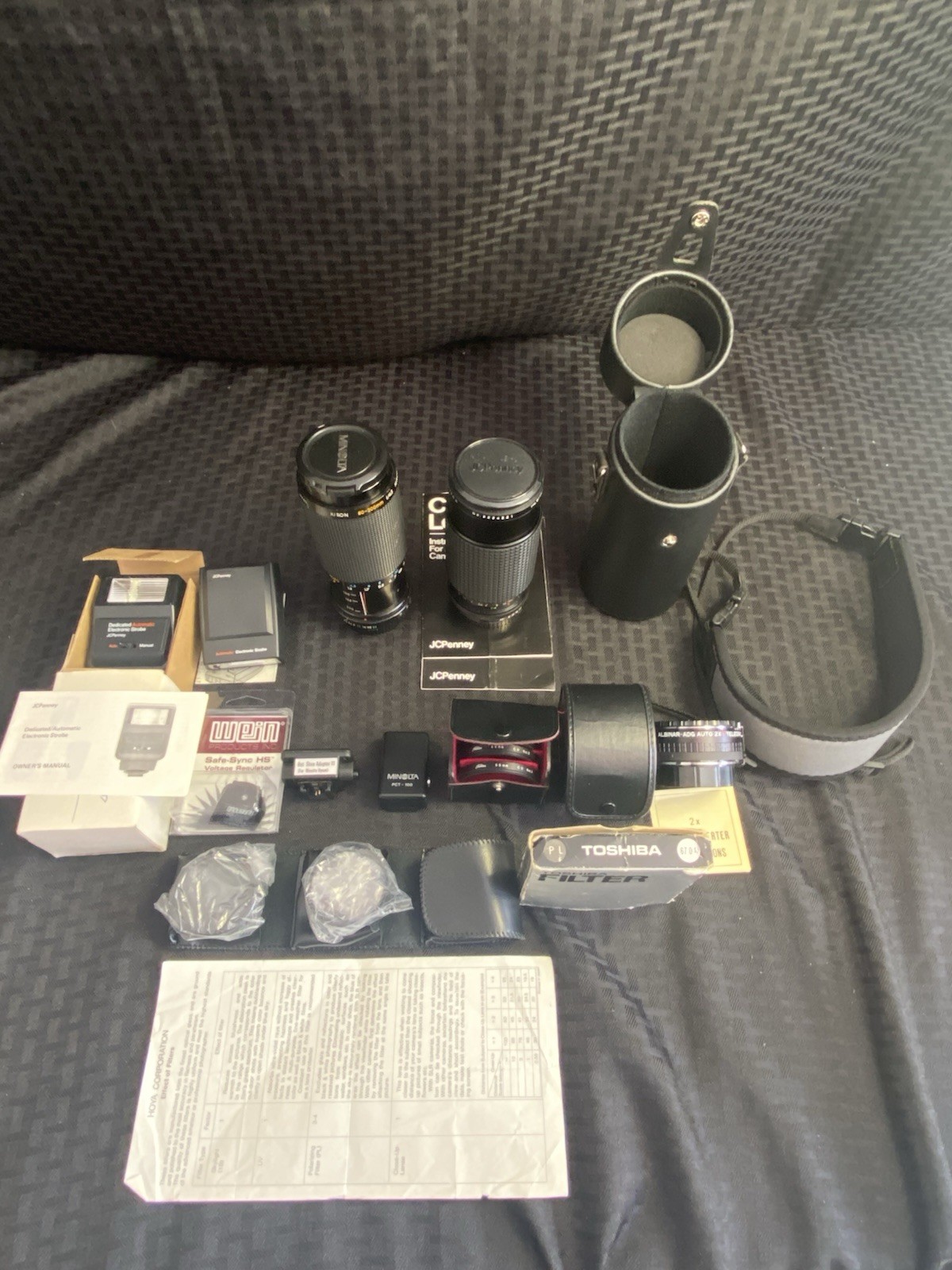 Small Lot Of Zoom Lenses, Filters, Flashes, Etc., Kiron, Toshiba, Albinar Hoyer