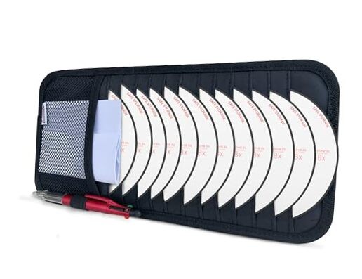 CD Case Holder for Car - Sun Visor Organizer for 12 CD’s/Dvd’s, 1 Mesh Black