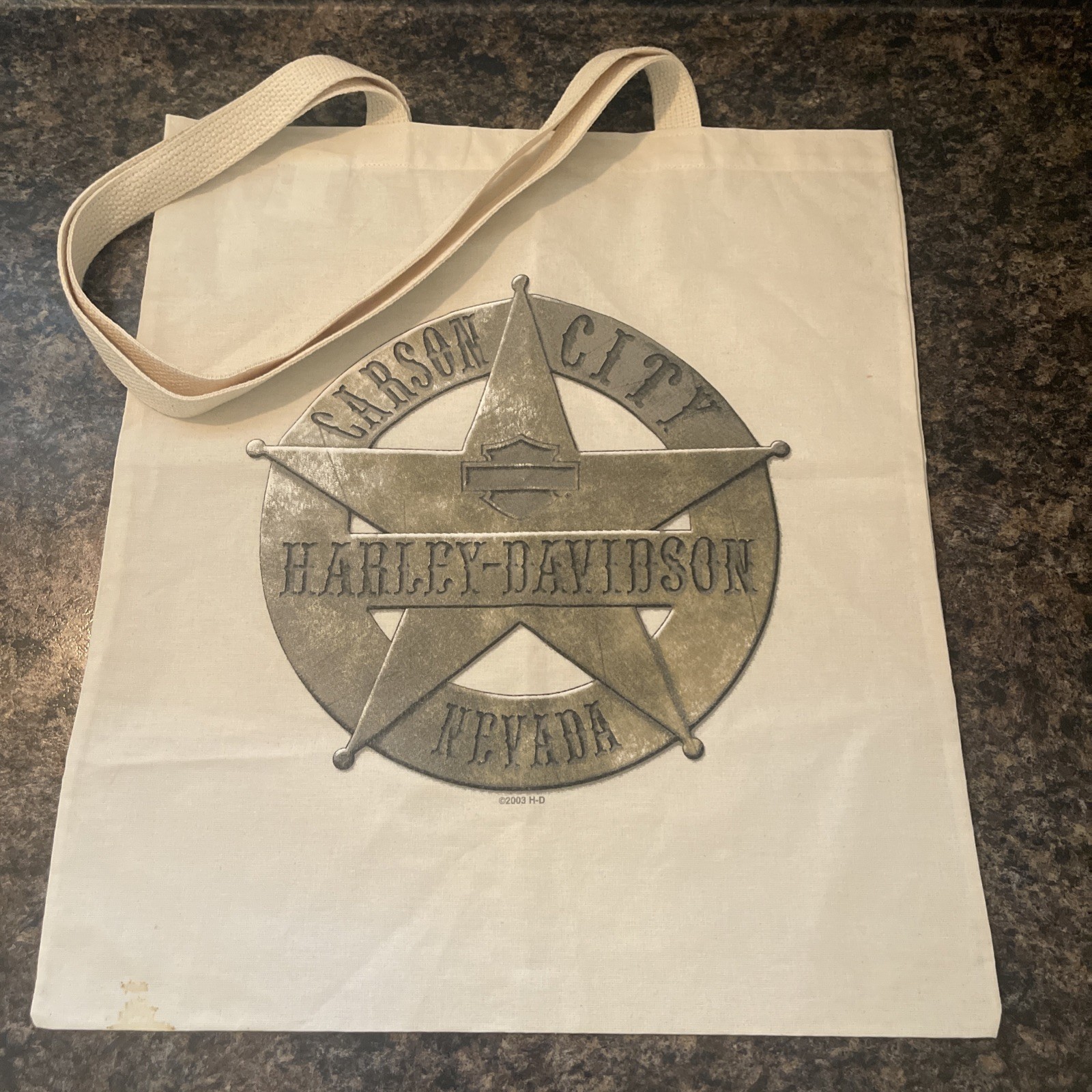 Harely Davidson Tote Bag Cream Carson City Nevada Vintage 2003 Travel