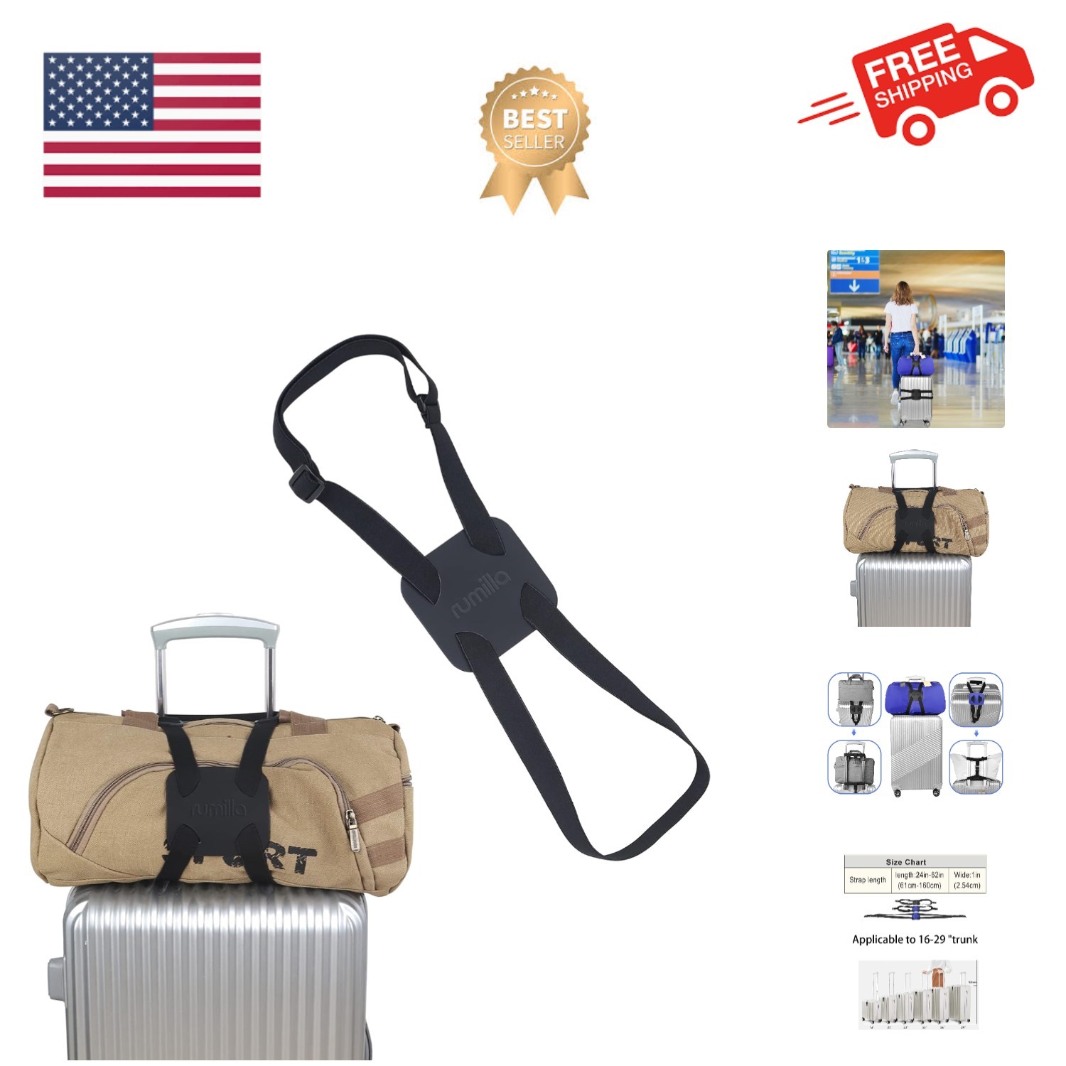 Luggage Straps Bag Bungee， Luggage Straps Suitcase Adjustable Belt，Add a Bag ...