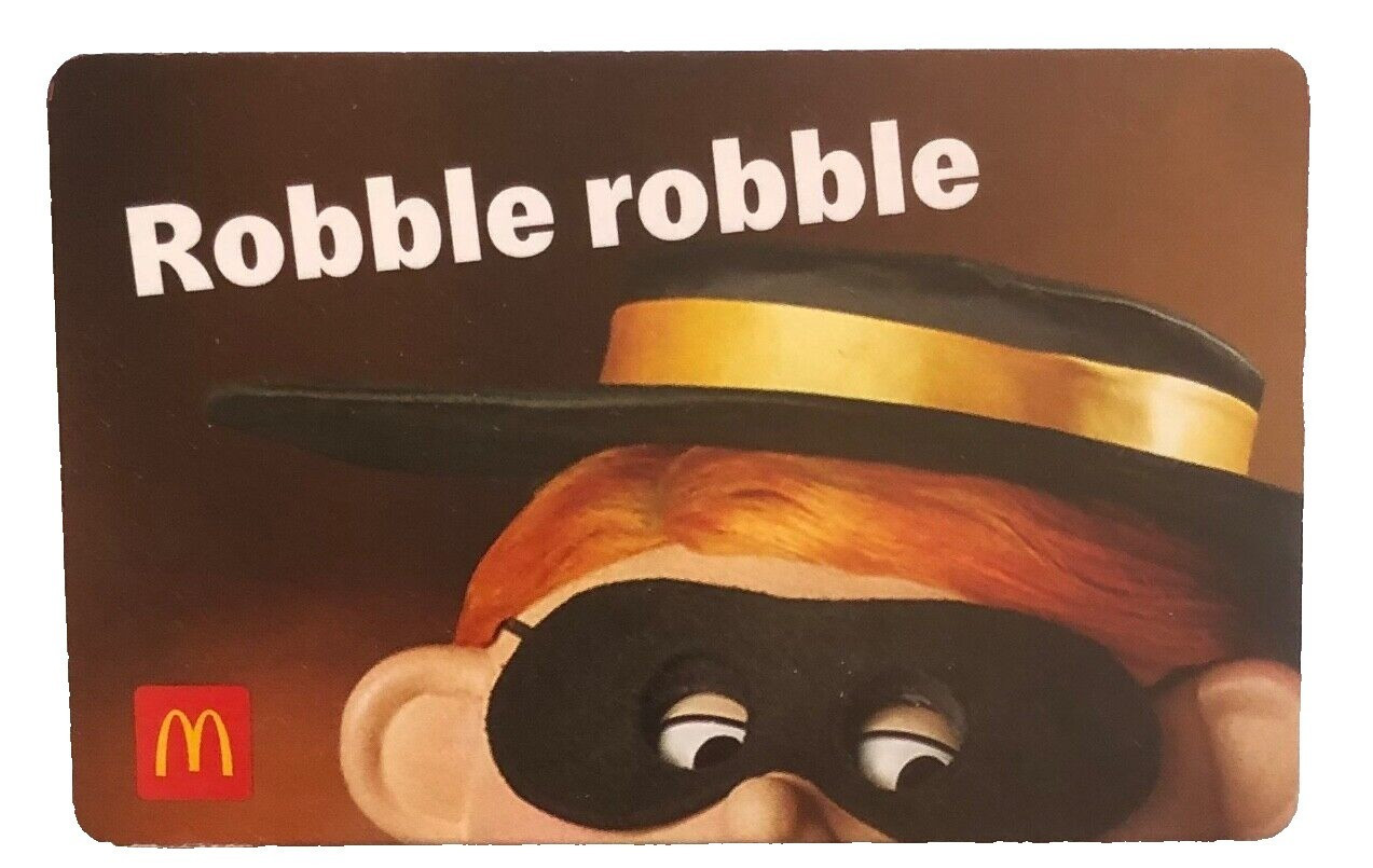 McDonalds 2024 NO VALUE $0 Collectible Arch Gift Card Hamburglar Robble robble