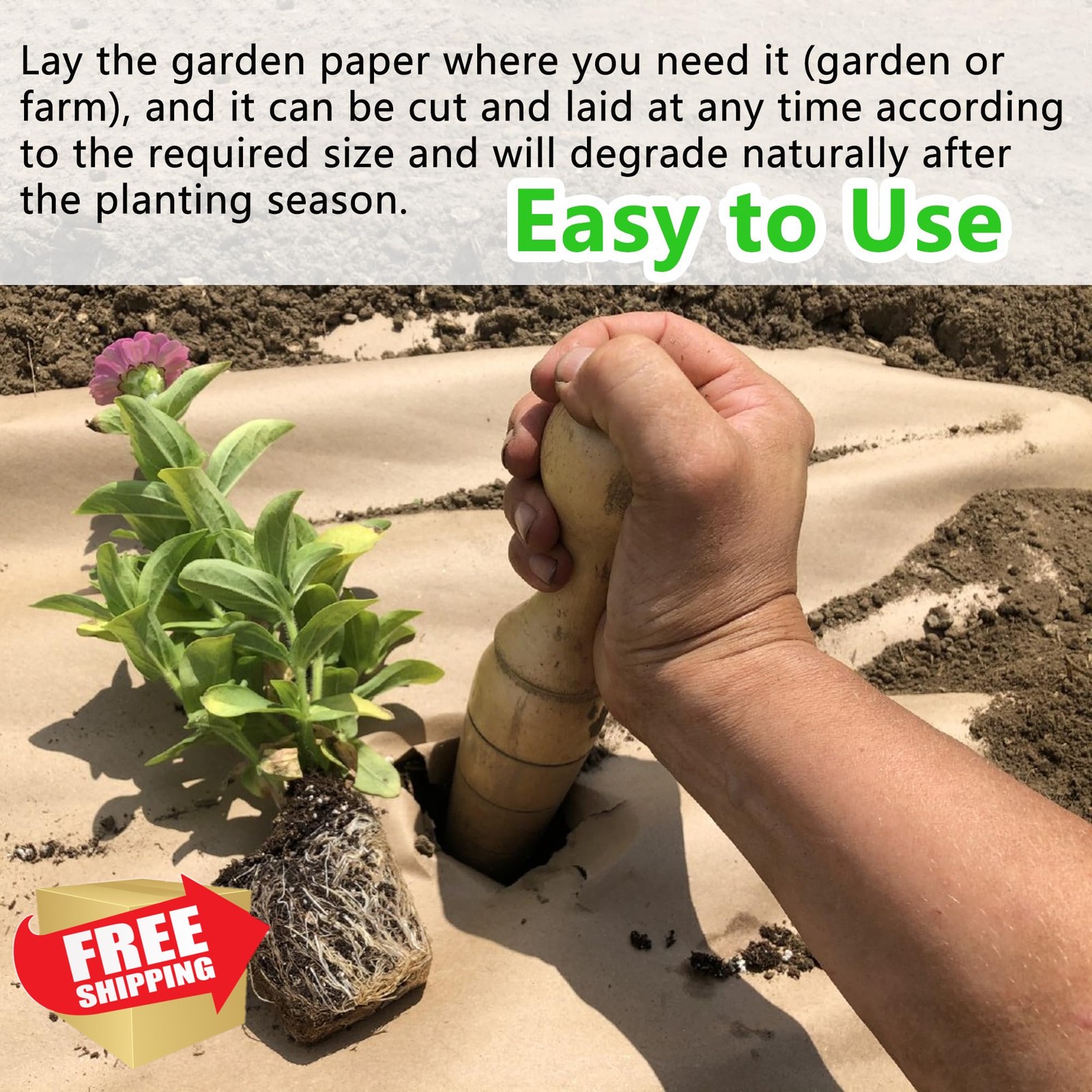 Biodegradable Weed Barrier Fabric Roll 4x300ft Heavy Duty Mulch