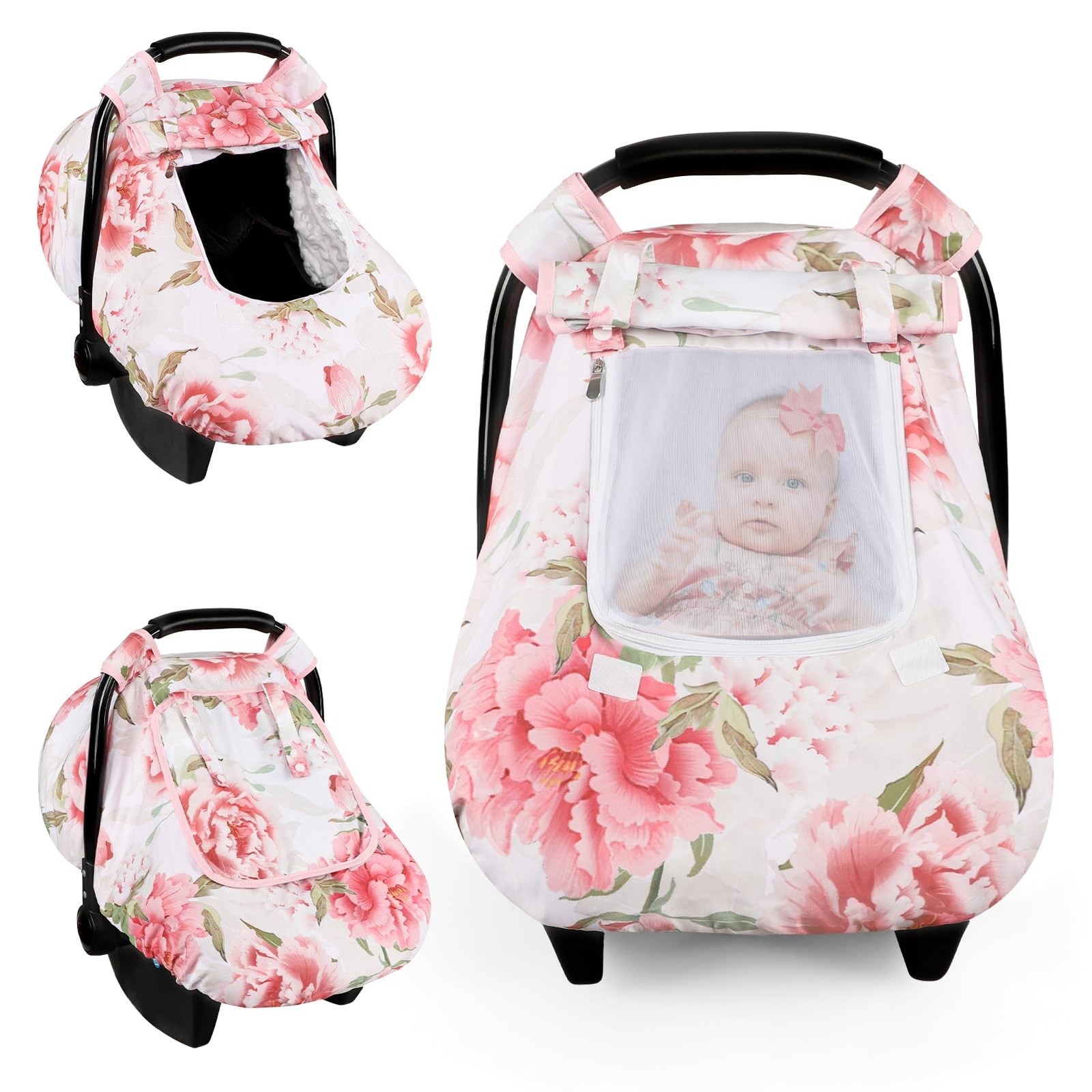Car Seat Cover Baby, HNHUAMING Infant Car Seat Covers Canopy for Baby Girl Bo...