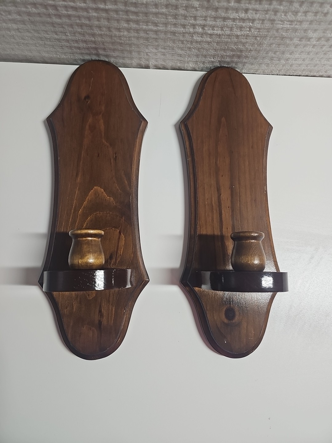 Pair of vintage wooden Candle Wall sconces