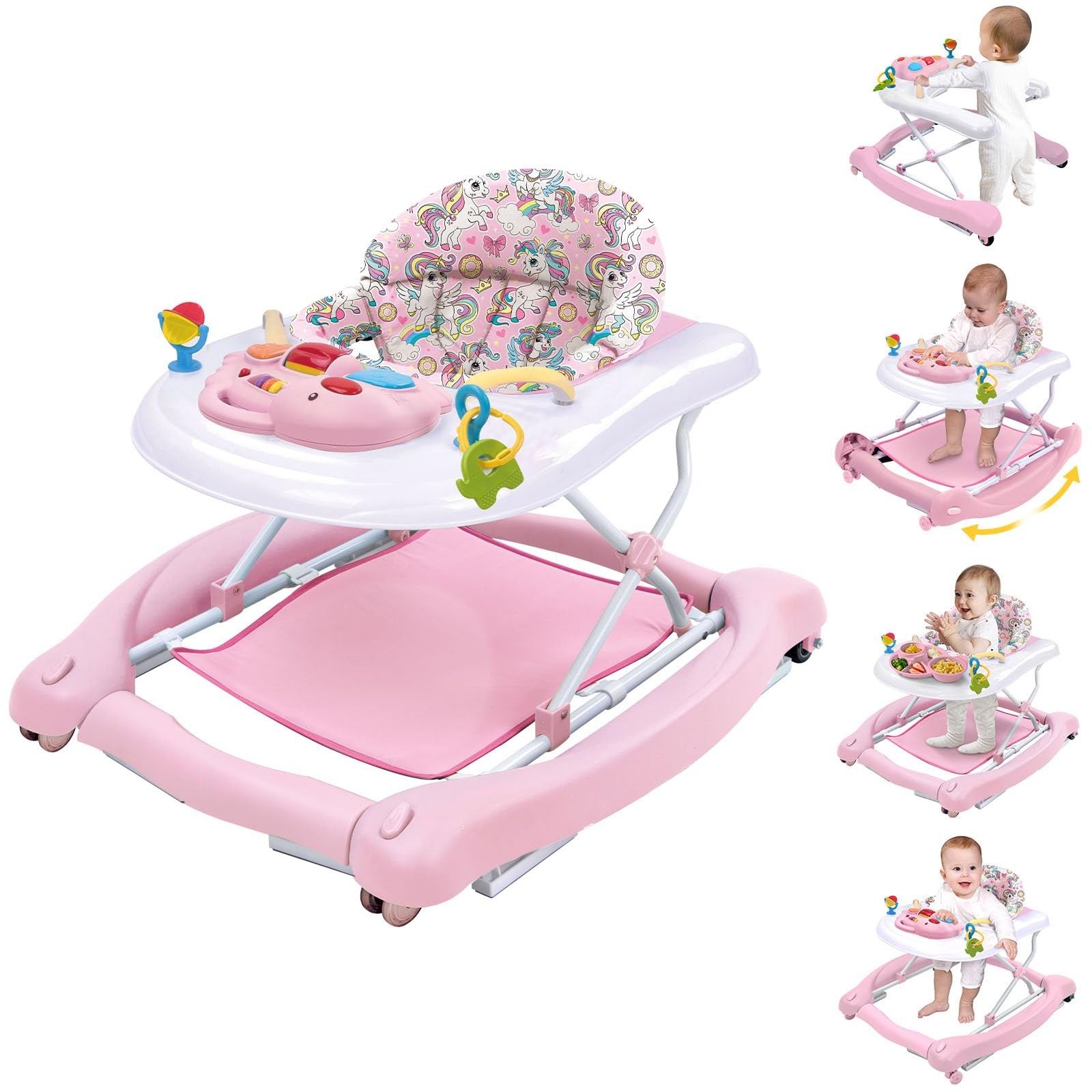 Baby Walker 5-in-1 Foldable Bouncer Rocker Activity Center Trampoline Mint 6-18