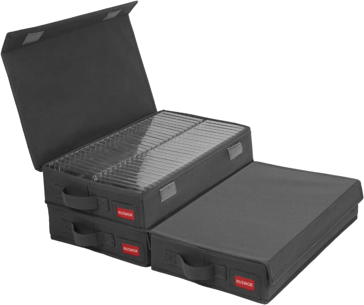 Stackable Cassette Tape Storage Box - Dust-Proof Cassette Racks with Lid - Audio