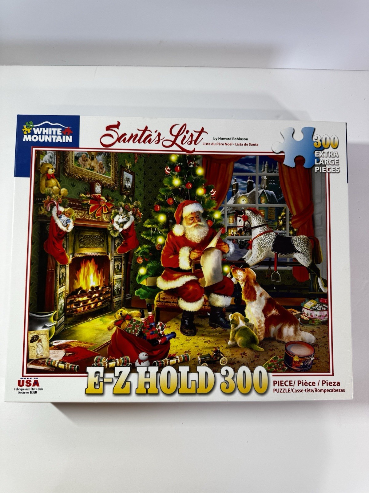 Santa's List White Mountain Puzzles 300 Piece Jigsaw Puzzle Complete 18x24"