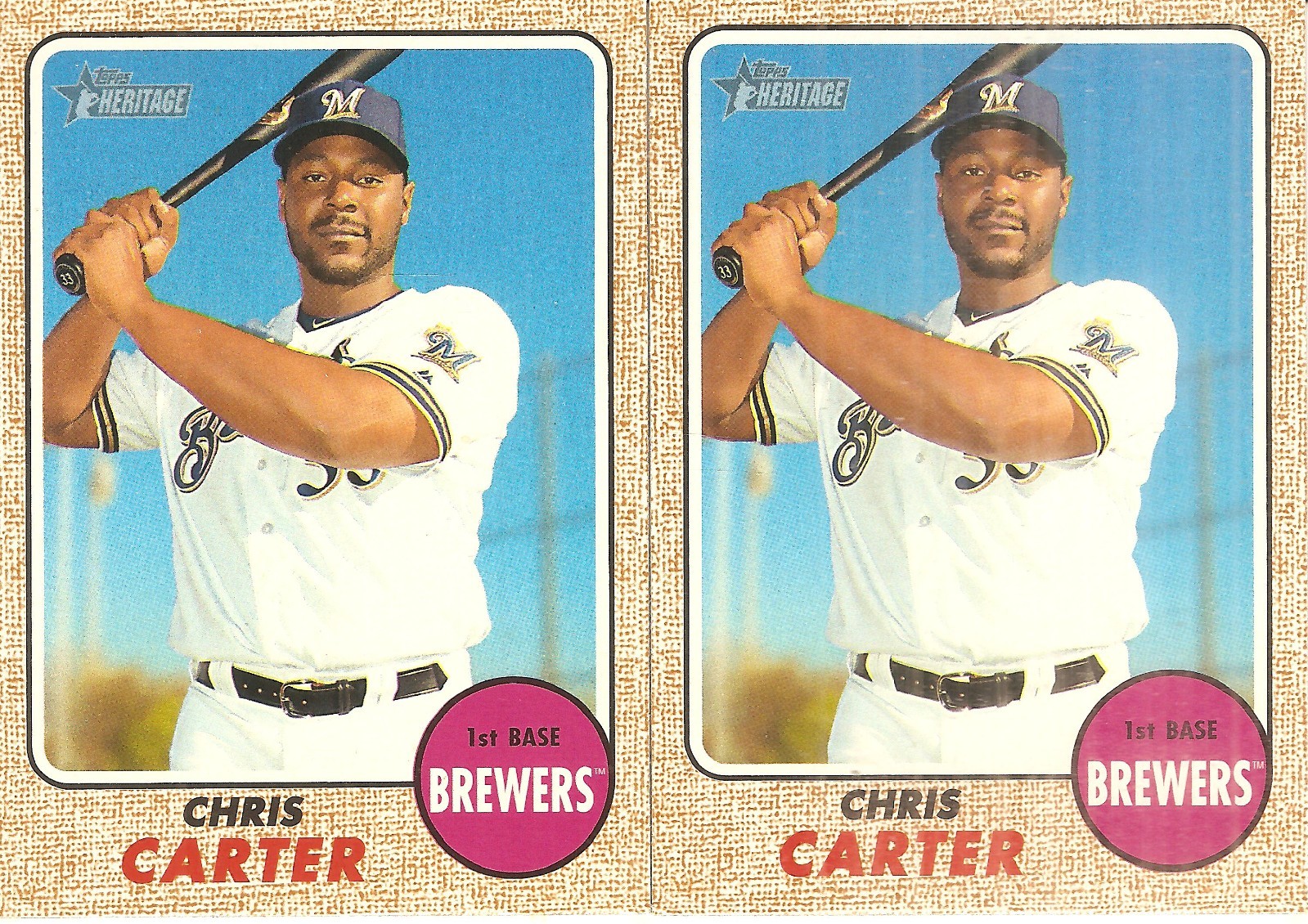 2 CARD 2017 TOPPS HERITAGE CHRIS CARTER BASEBALL CARD LOT