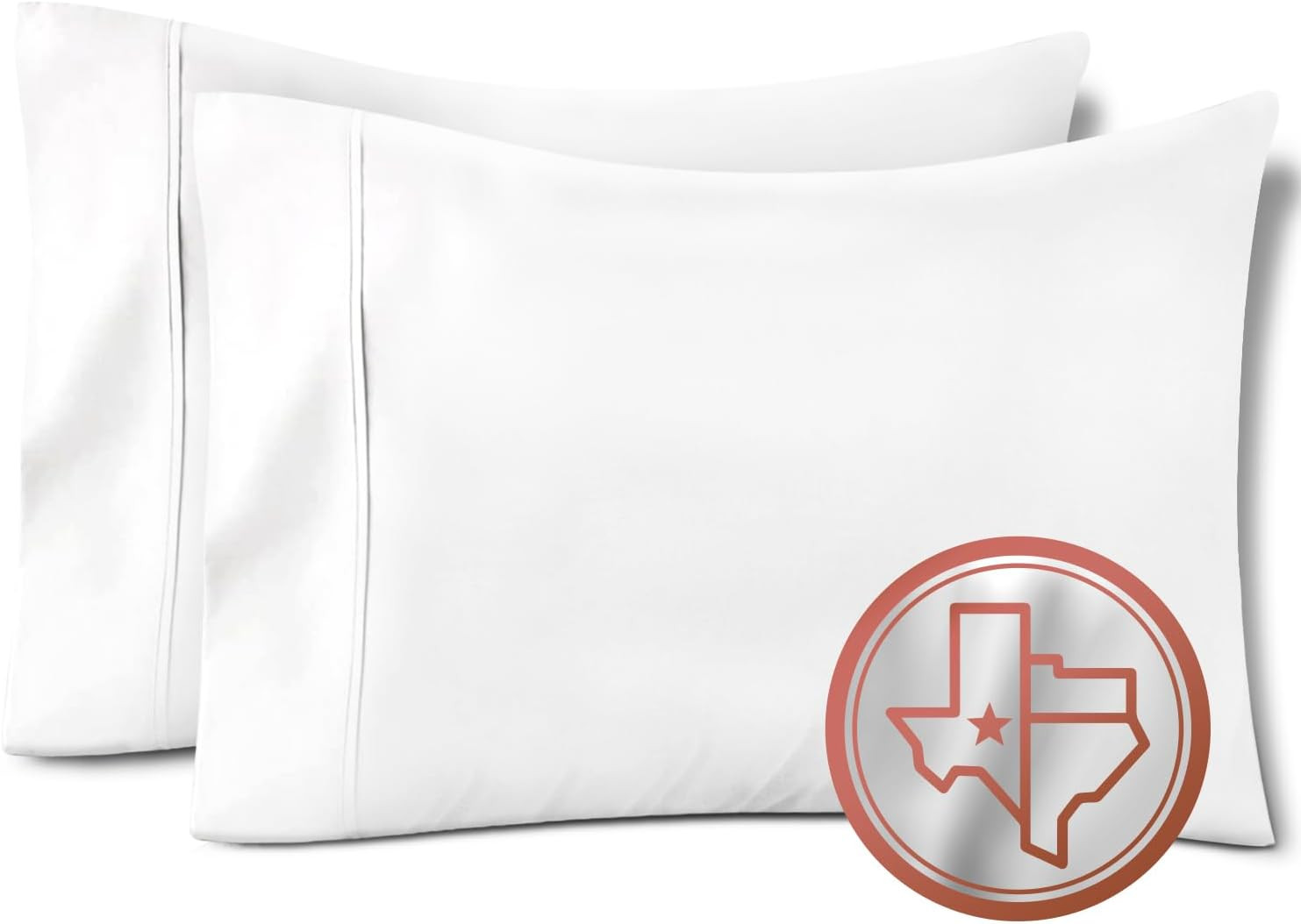100% Egyptian Cotton Pillow Cases Set of 2, 600 Thread Count White Standard/Quee