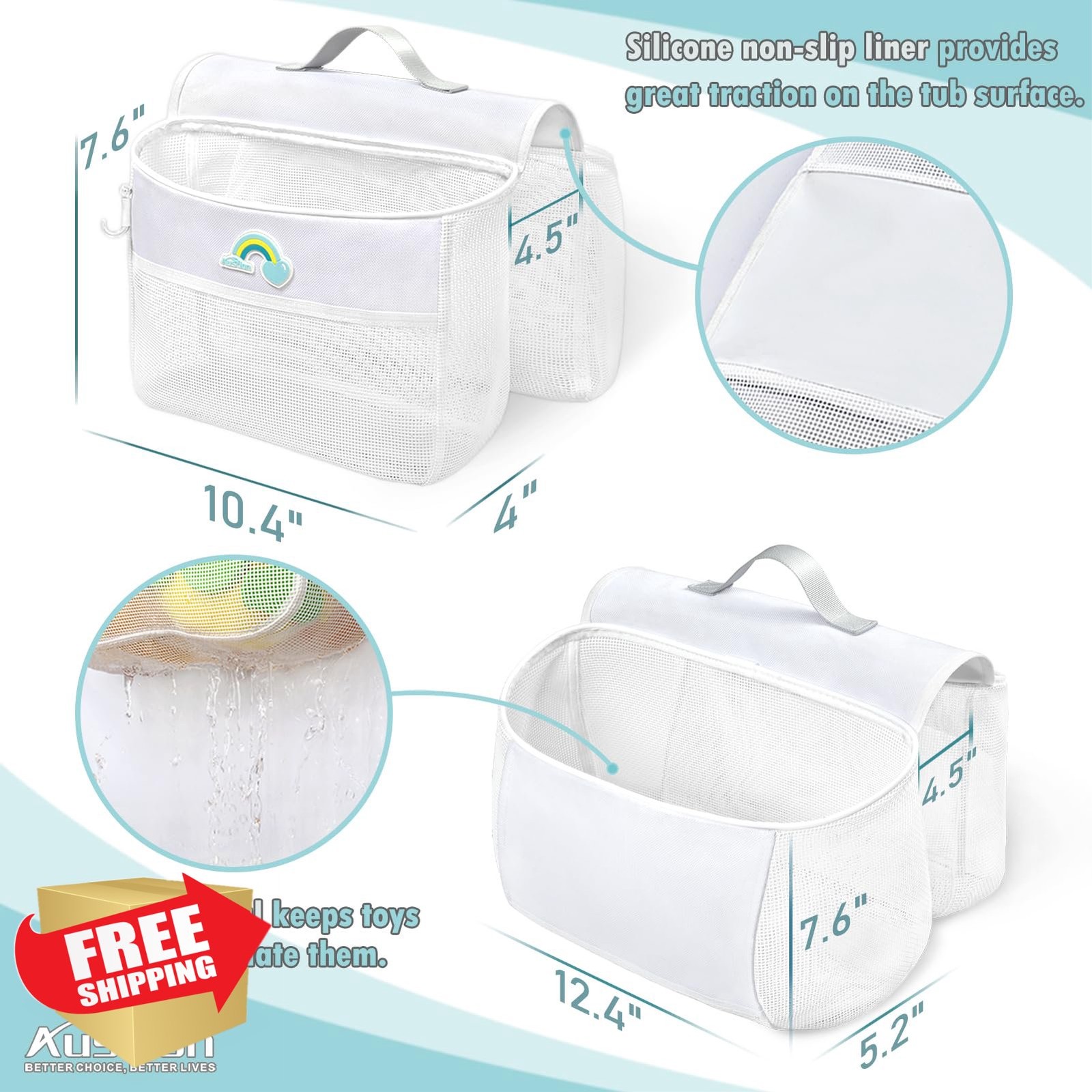 Saddle Bath Toy Organizer Mesh Holder Drying Storage Easy Access