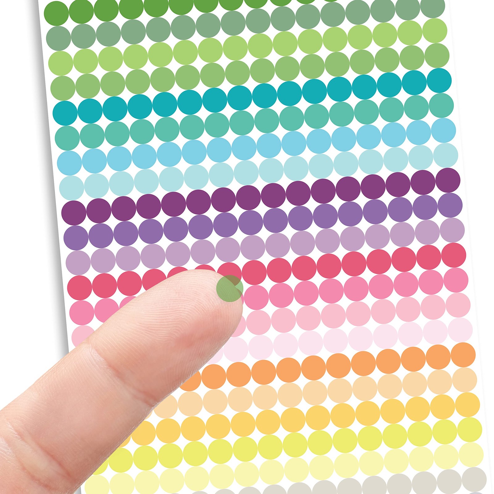 704 Mini Transparent .25" Rainbow Color Coding Dots for Organizing Planners