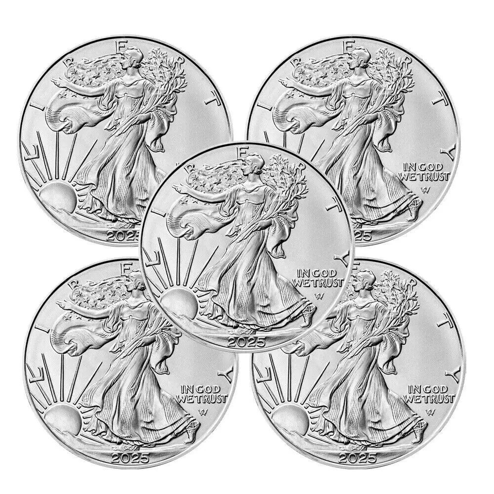 Lot of 5 U.S. Mint ....999 2025 1 oz American Eagle Coin