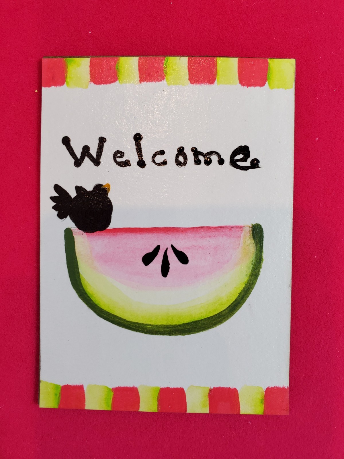 ACEO Original 2.5 x 3.5 Inch Acrylic Painting "Watermelon"