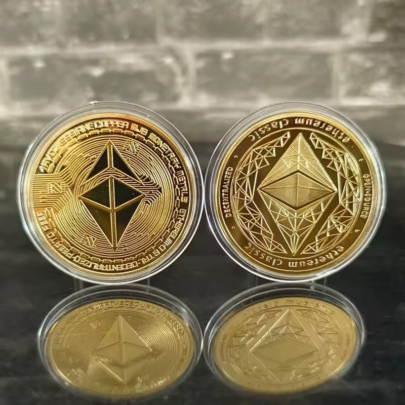 Gold Plated Ethereum Coin Collectible – Physical Commemorative ETH Token Gift