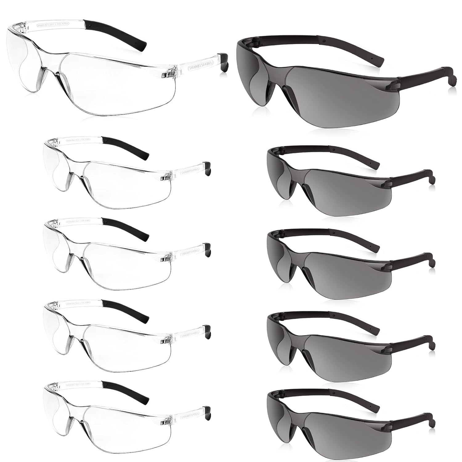 Clear Safety Glasses Bulk of 10 ANSI Z87.1 Protective Eyewear Scratch-Resistant 