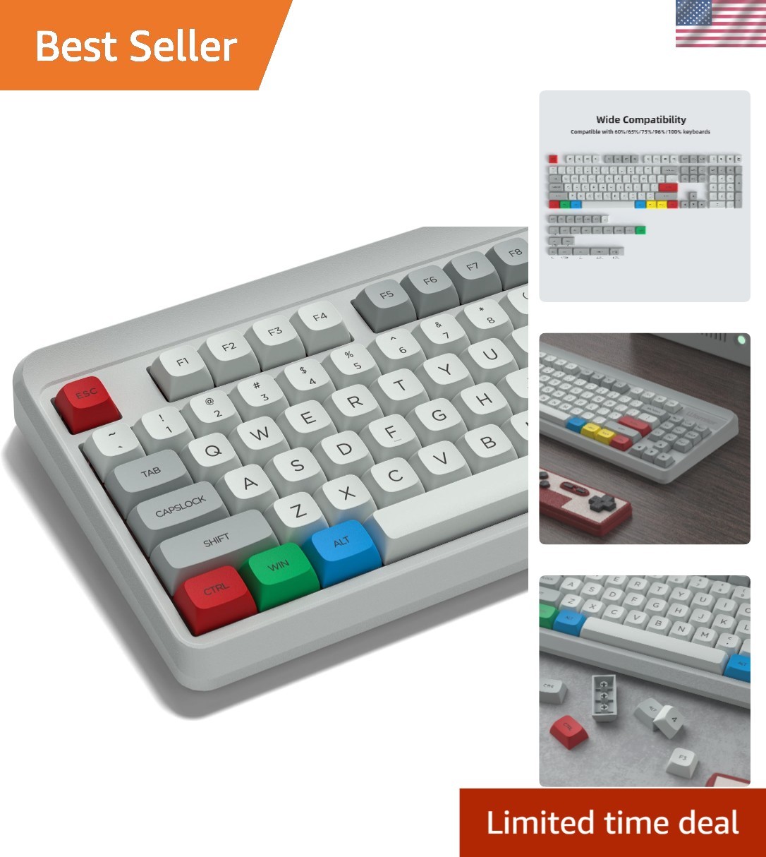 131 Keys Retro PBT Keycap Set - Stylish Japanese Design for Mechanical Keyboards