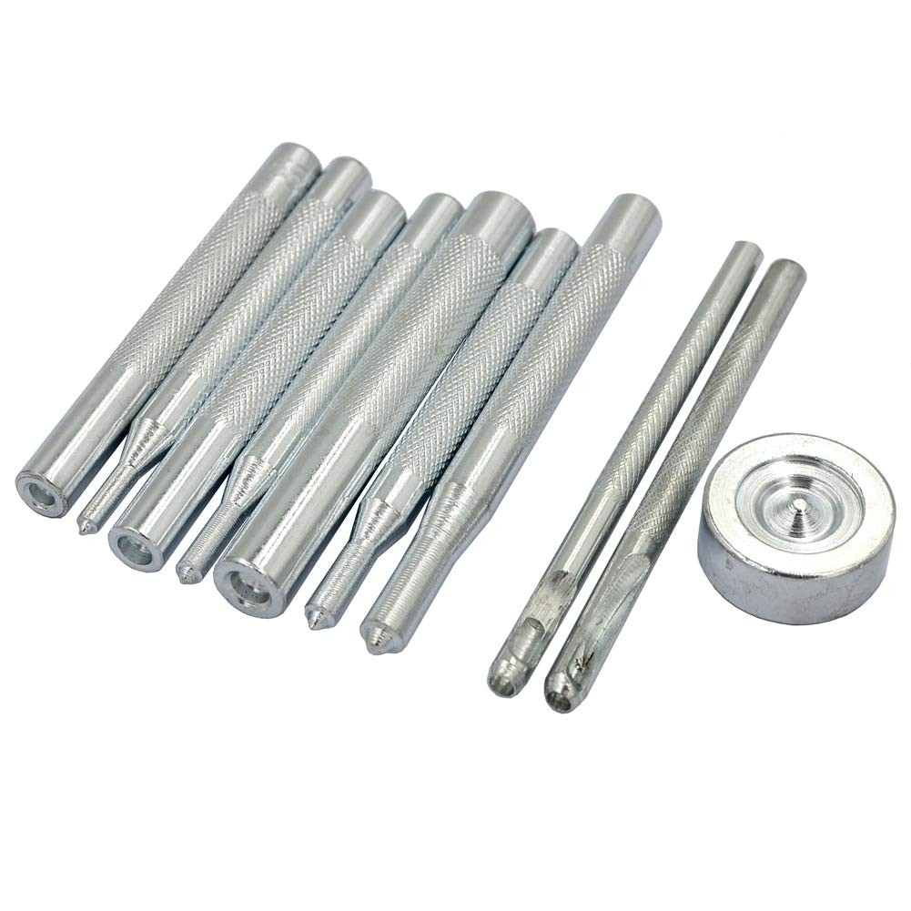 DGOL 10 pcs Metal Snap Button Fastener Setter 10pcs Setter, Silver 