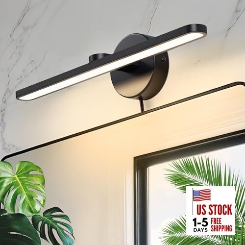15.75" Plug in/Hardwired Bathroom Vanity Light 15.75 inch Modern Black 3000K