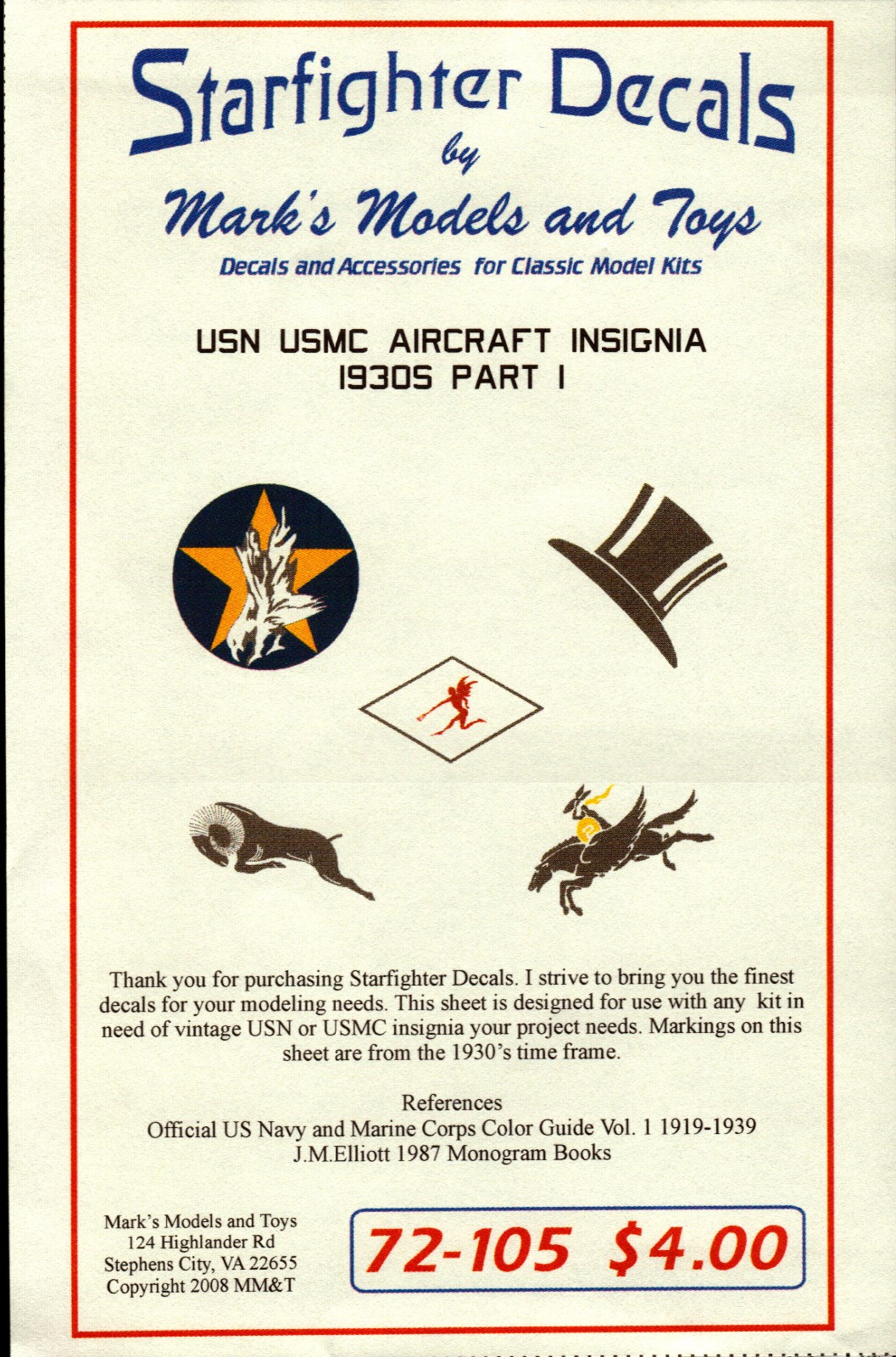 Generic 72-105 USN USMC 1930s PT I 1/72 Scale Aircraft Model Decal Sheet 9601