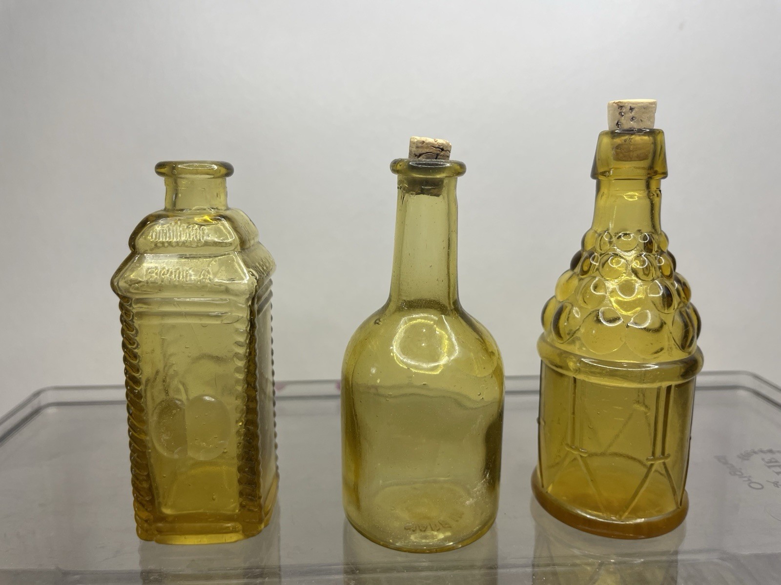 Vtg Miniature Bitters Bottles Yellow Lot Of 3 Wheaton Style Bottles