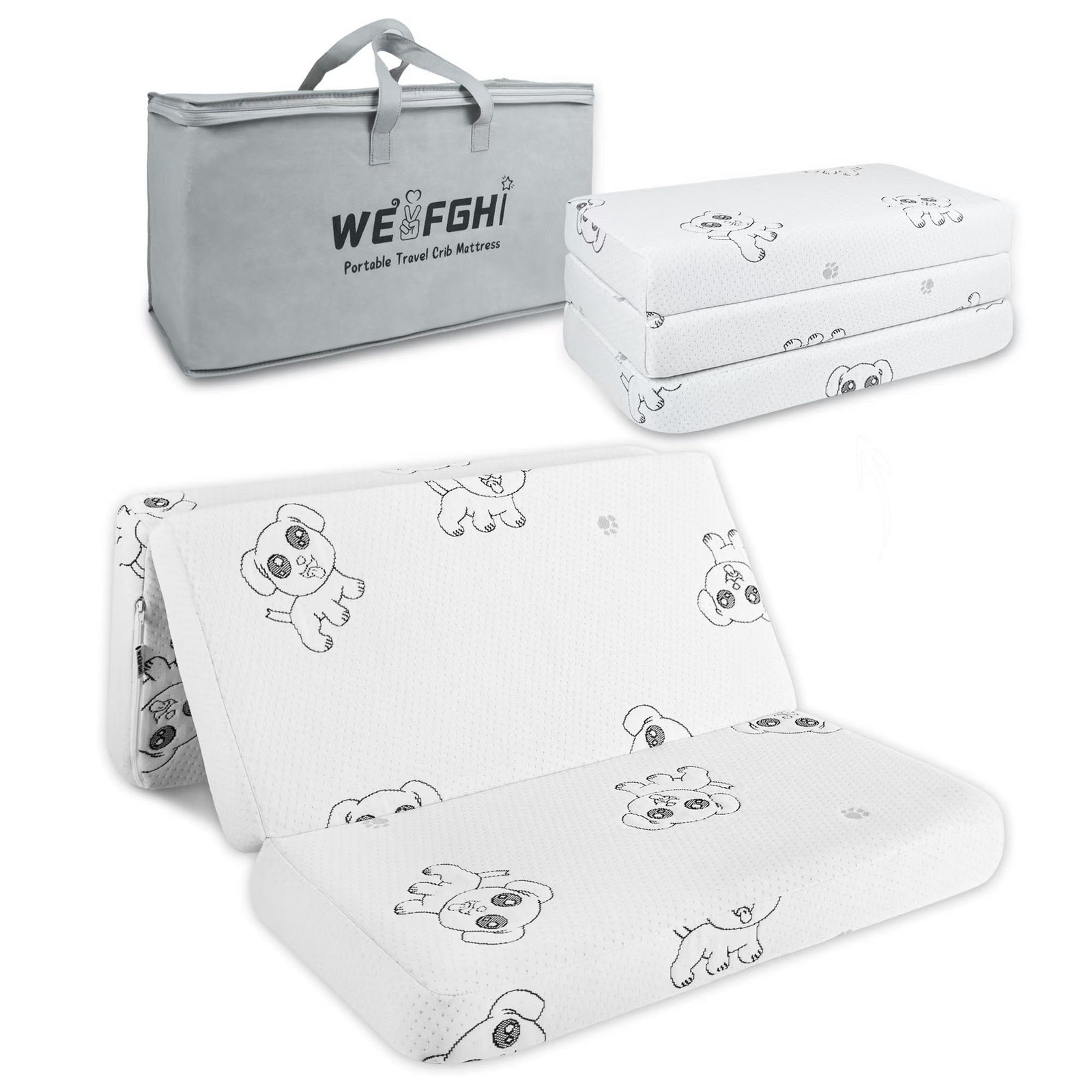 Trifold Pack and Play Mattress, 38"x 26" Pack N Play Mattresses Pad with Carr...