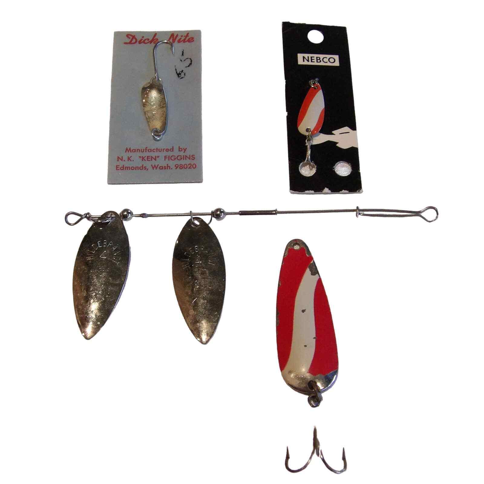 Vintage Lot of 4 Fishing Spoons Dick Nite * Gypsy King * Hildebrandt * Nebco