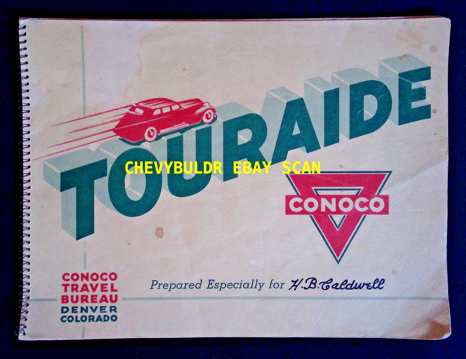 1938 Conoco Travel Bureau Touraide Vintage Map Oklahoma Texas New Mexico