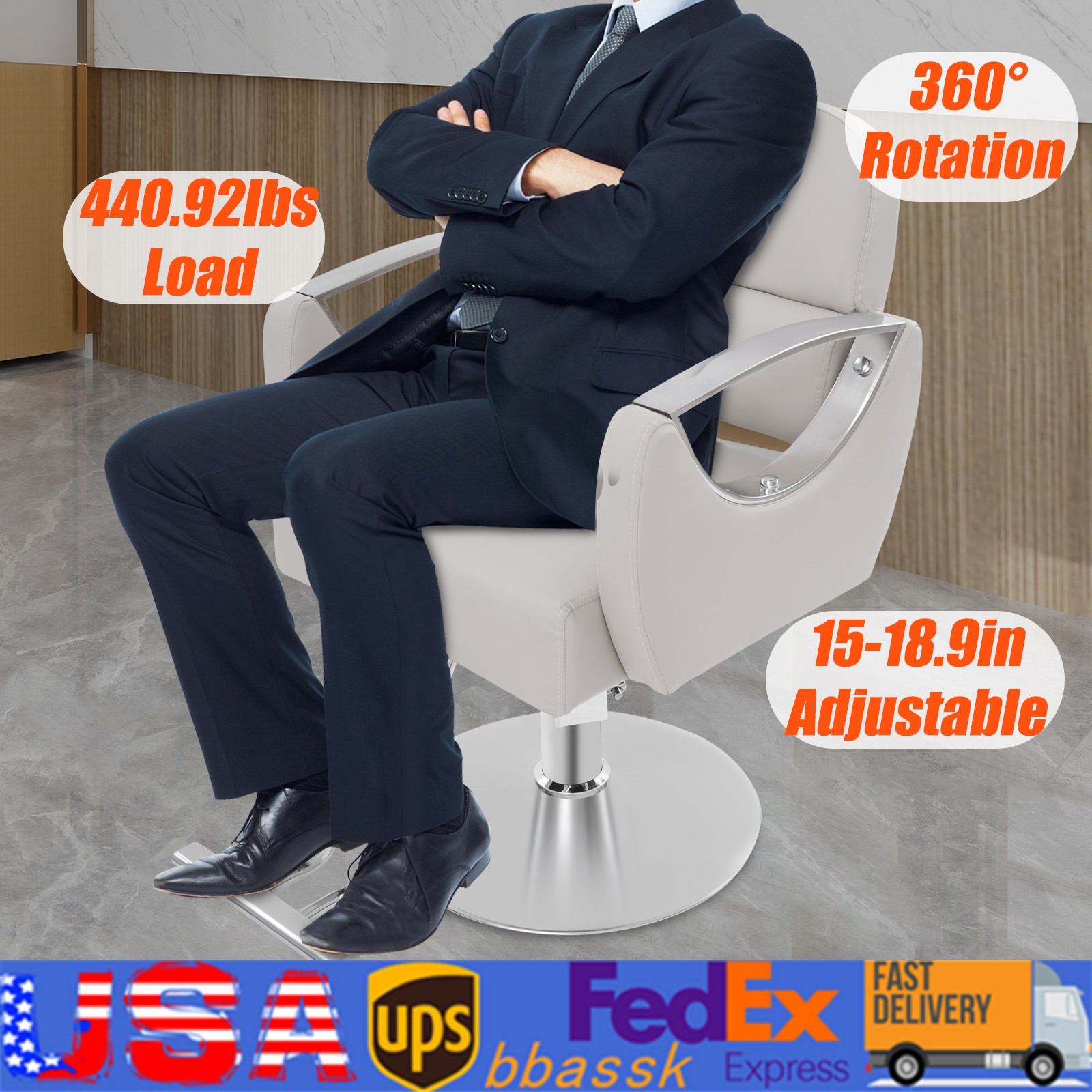 Barber Chair Hydraulic Pump Salon Chair Hydraulic Pump Adjustable Height Beige