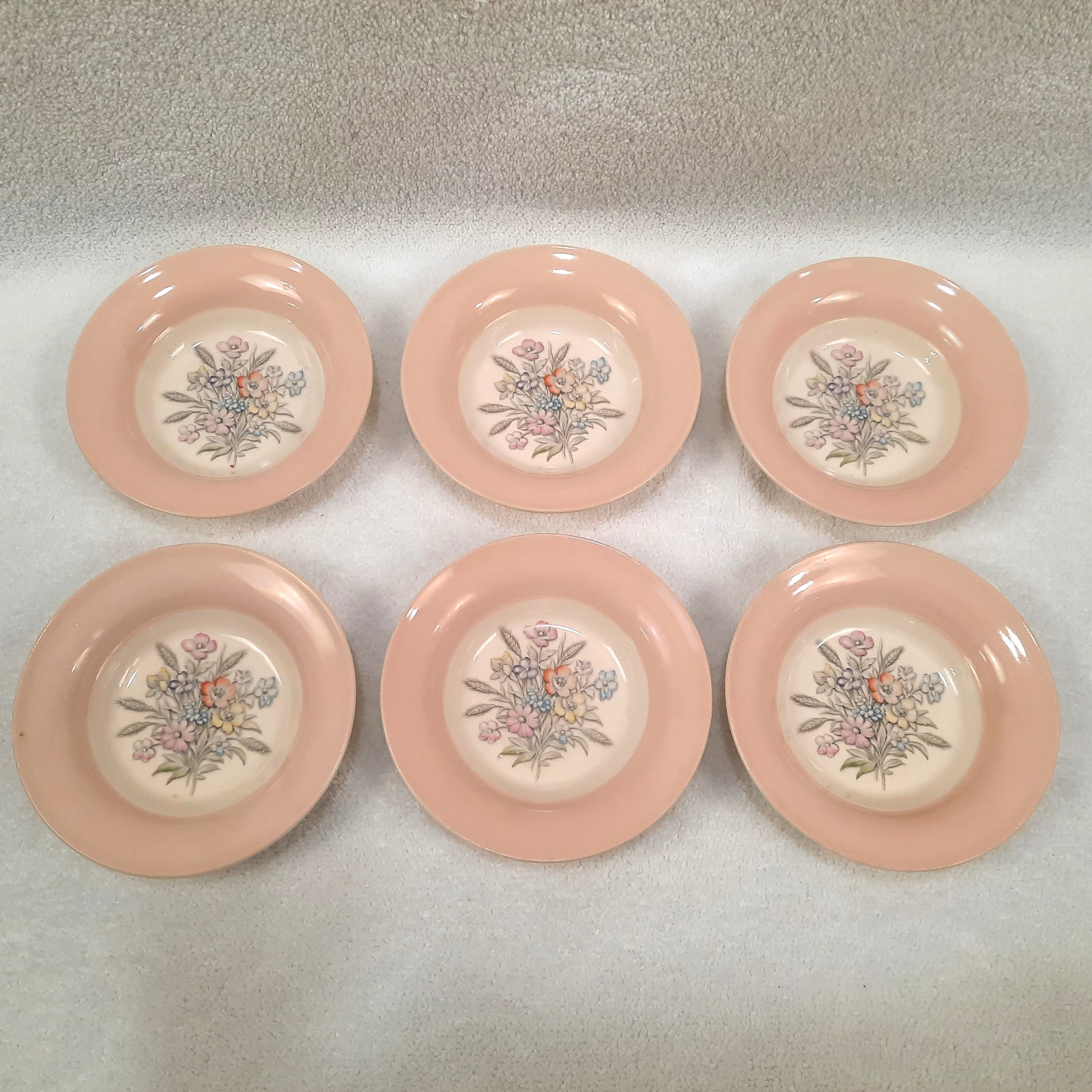 6 VTG 1940 Candlelight American Limoges Oslo Pink Small Bowls RARE Col Pat 5."5w