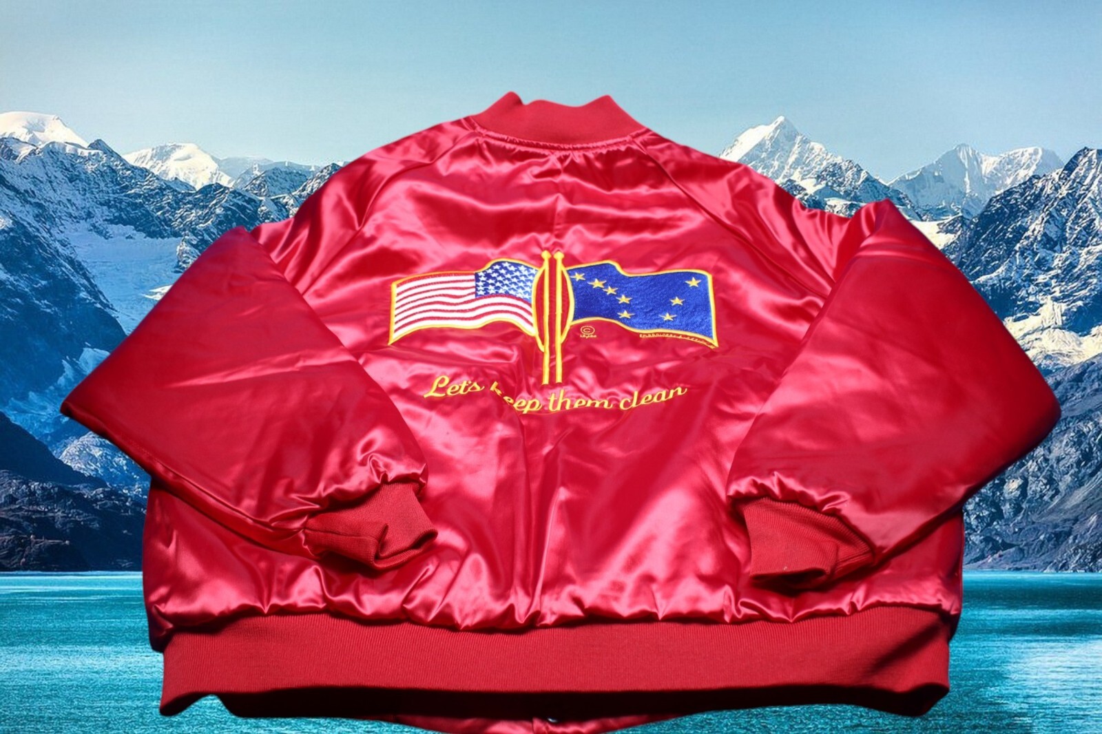 Exxon oil spill 1994 Alaska Jacket Let's keep them clean environment clean up XL