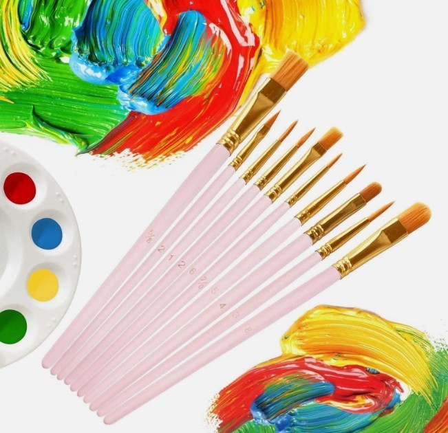 10 Pcs Paint Brush Set Artist Detail Paint Brushes for Acrylic Oil Watercolor