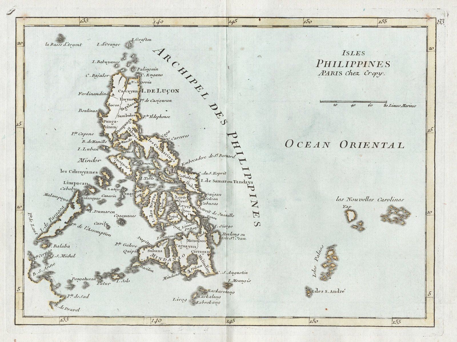 Philippines Asia Asian Card Carte Map Copperplate Engraving Le Rouge 1767