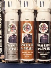 Simply Spray 3 Pack Spray Paint For Apparel Copper Silver Black New