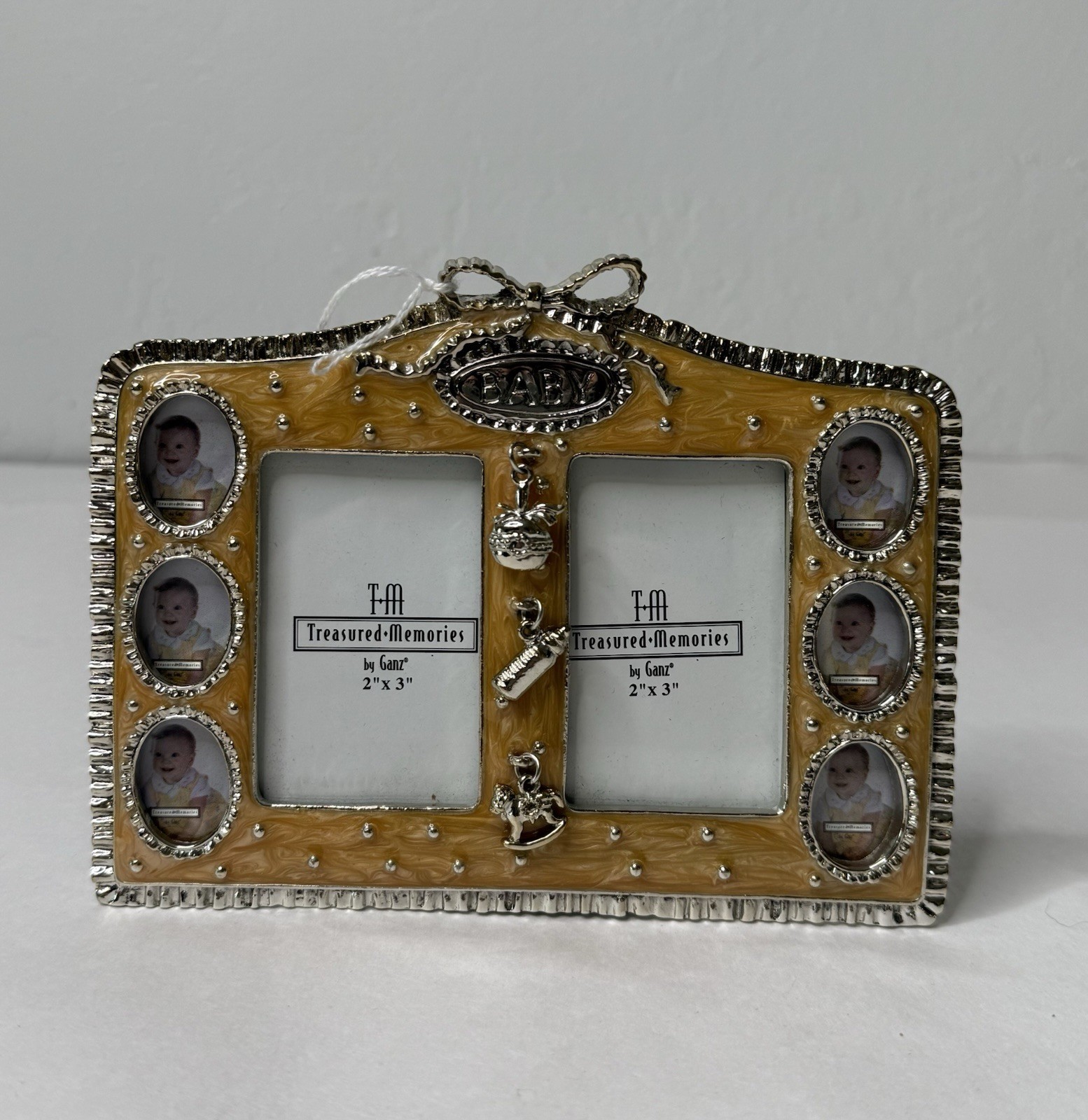 Vintage Ganz Treasured Memories Baby Multi Photo Frame Bottle Rattle Rare New