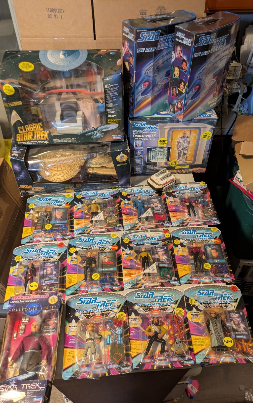Lot Of Over 50 Star Trek Figures, Classic Fig Set, Gold Enterprise, Transporter