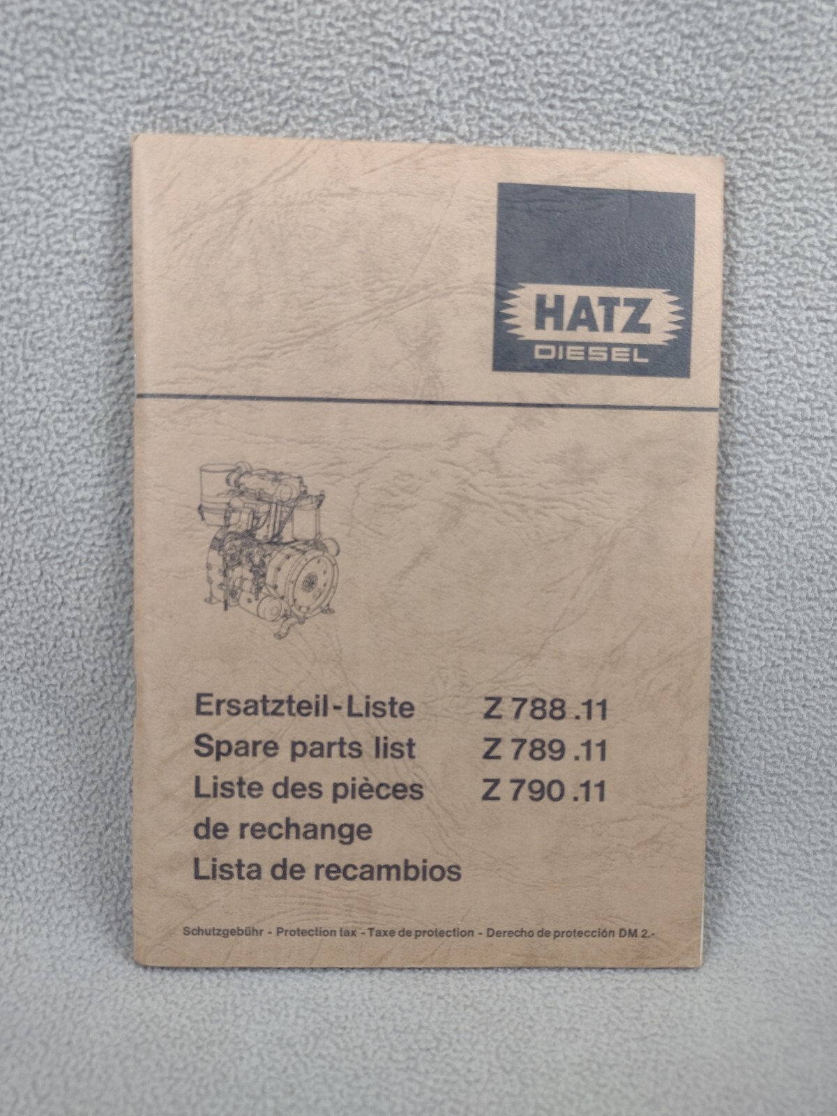 Vintage Hatz Diesel Spare Parts List Z 788.11 Z789.11 Z790.11, 1979