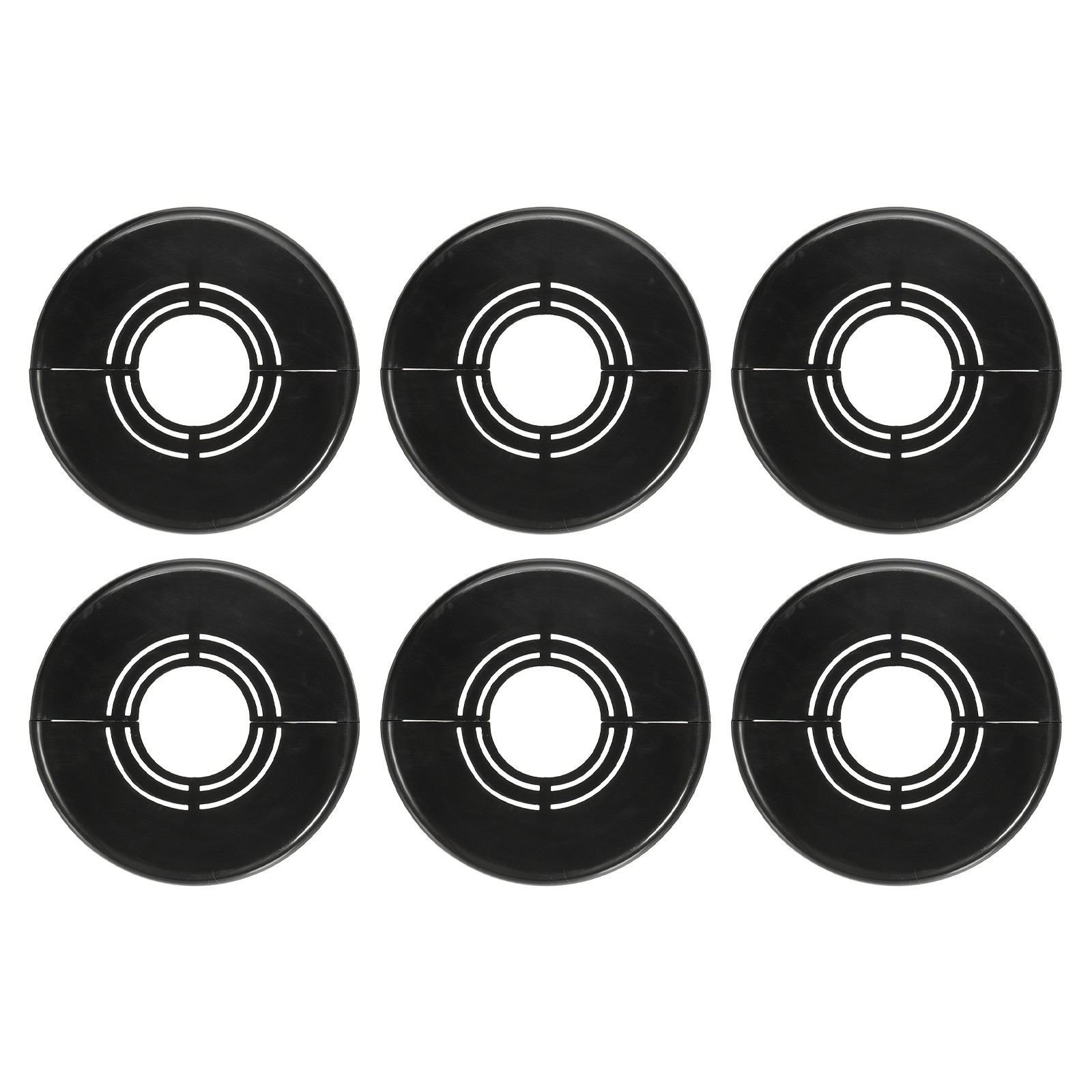 6pcs Wall Split Flange 0.59" Plastic Round Split Flange Pipe Cover, Black