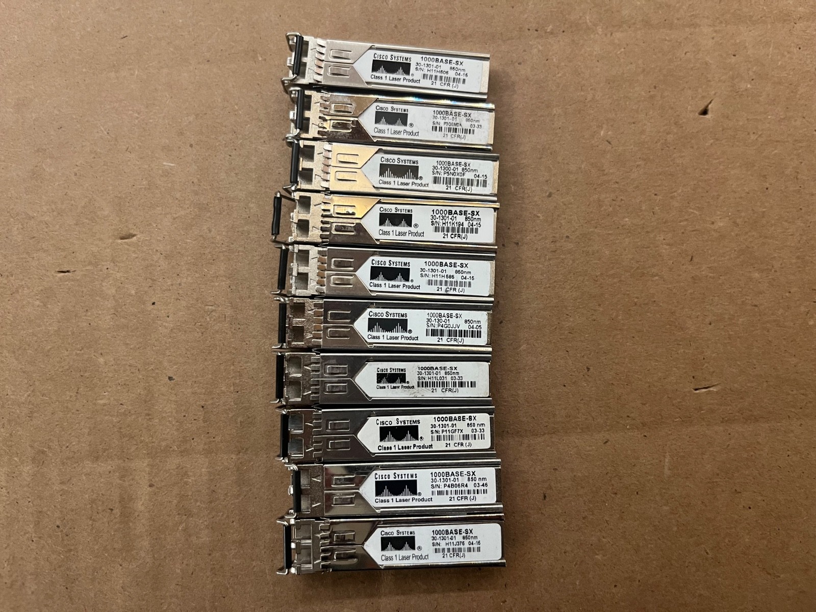 Lot of 10 CISCO 30-1301-01 1000BASE- SX Fibre Channel SFP Transceiver Module